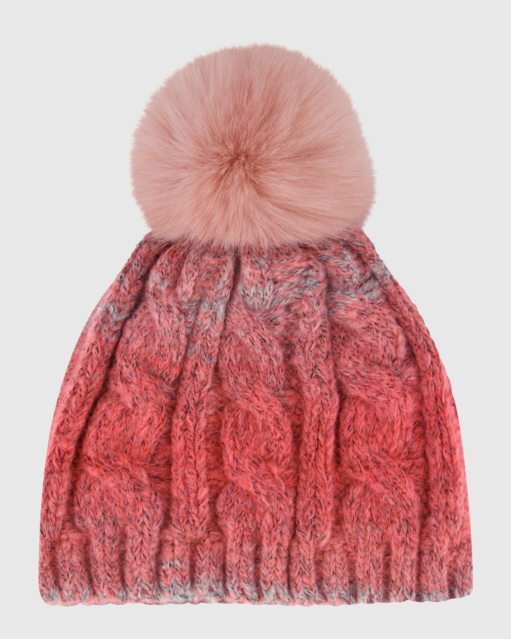 KNIT HAT WITH FUR-FREE FOX (FAUX FUR) POMPOM