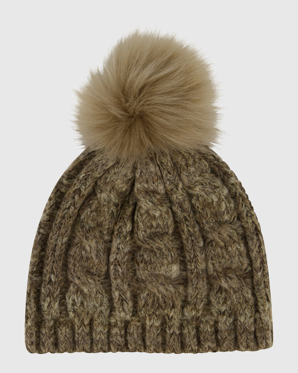 KNIT HAT WITH FUR-FREE FOX (FAUX FUR) POMPOM