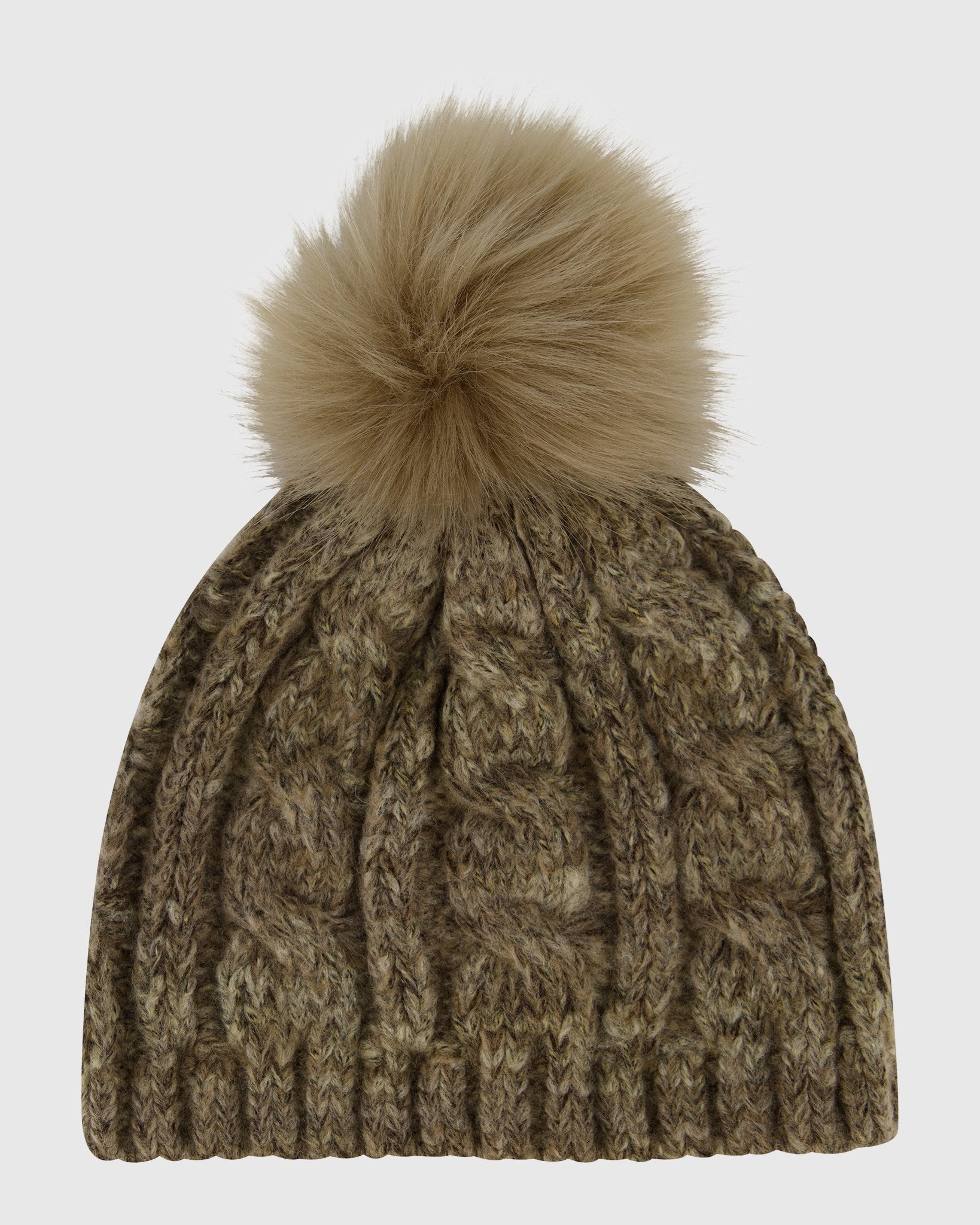 KNIT HAT WITH FUR-FREE FOX (FAUX FUR) POMPOM