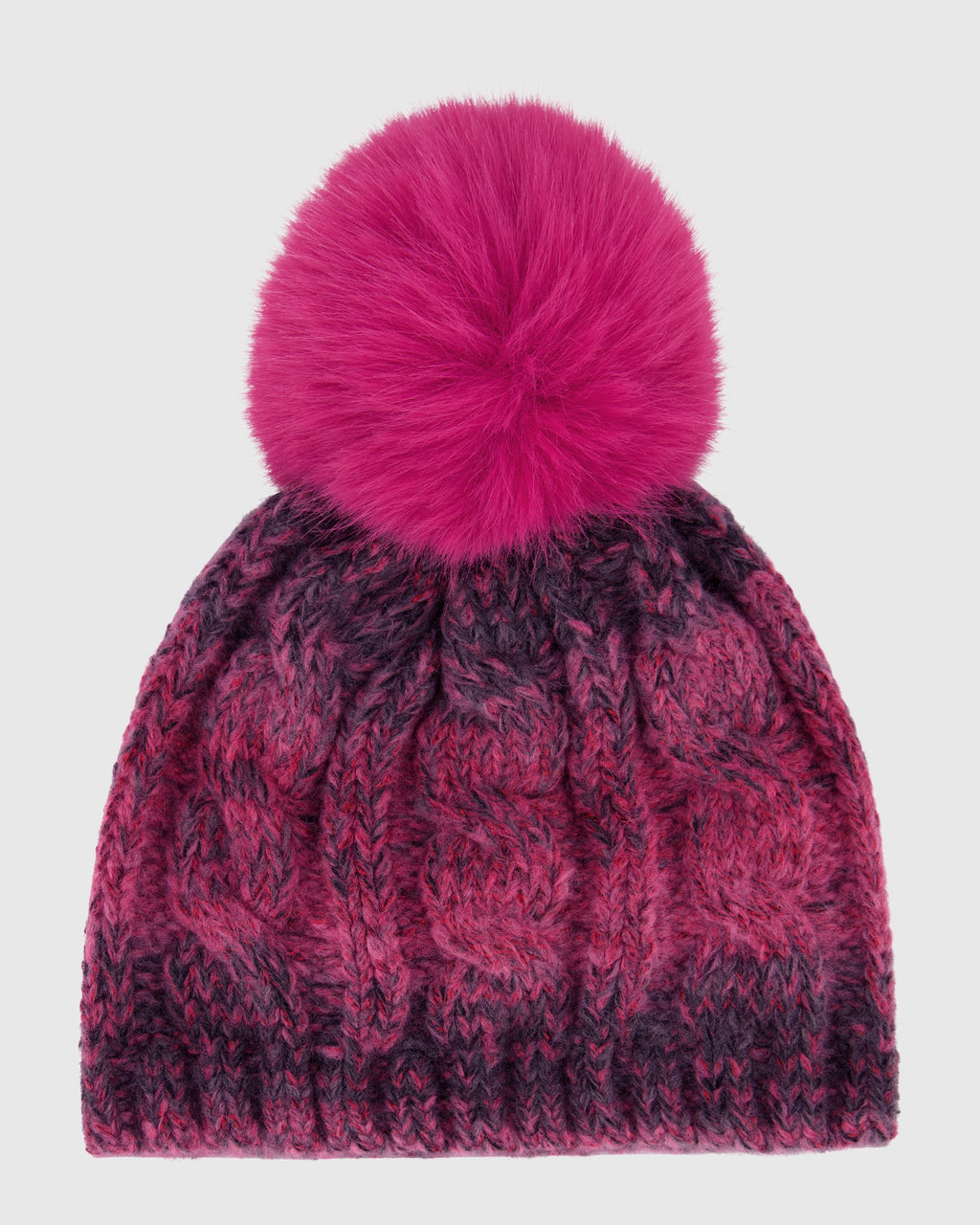 KNIT HAT WITH FUR-FREE FOX (FAUX FUR) POMPOM