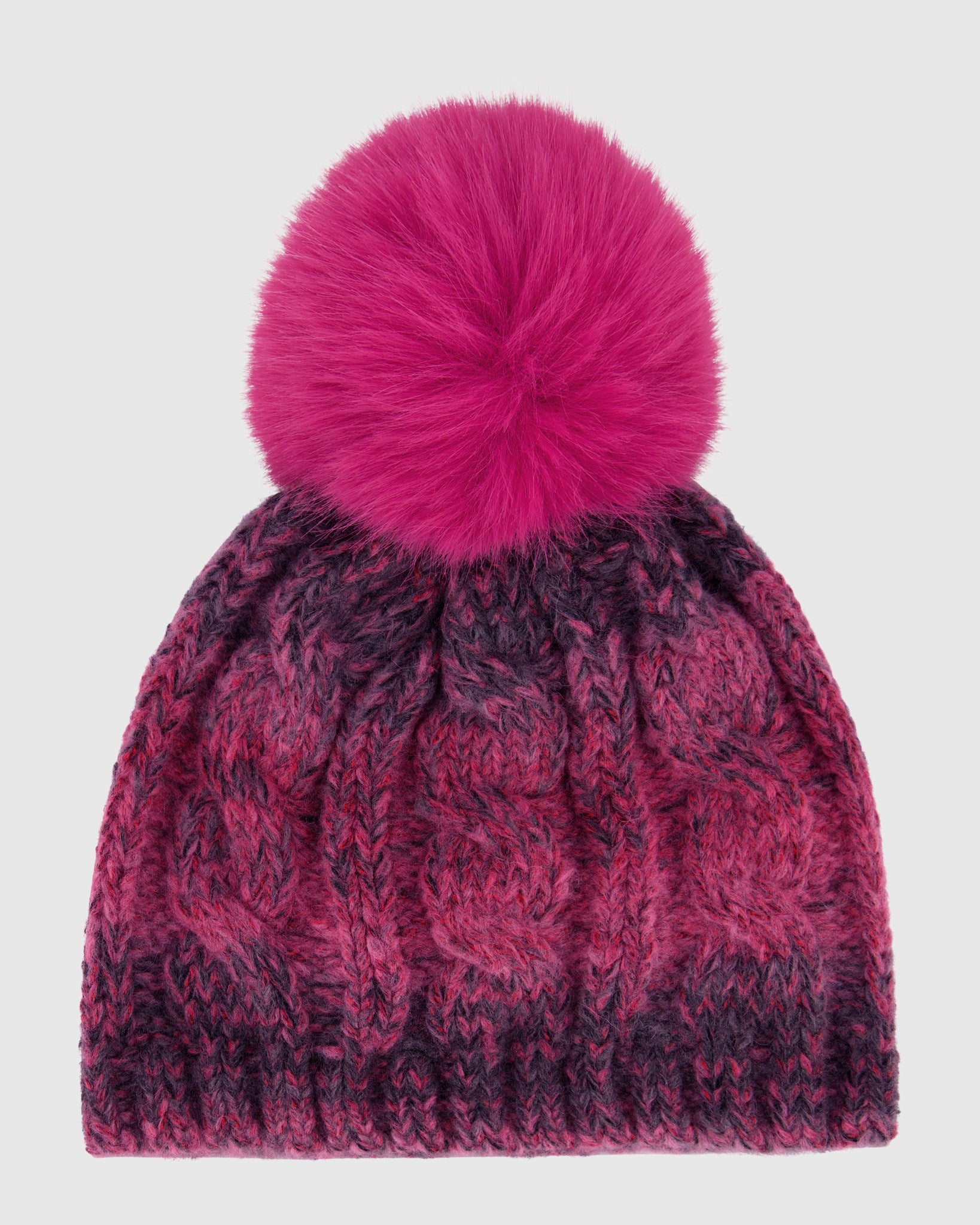 KNIT HAT WITH FUR-FREE FOX (FAUX FUR) POMPOM
