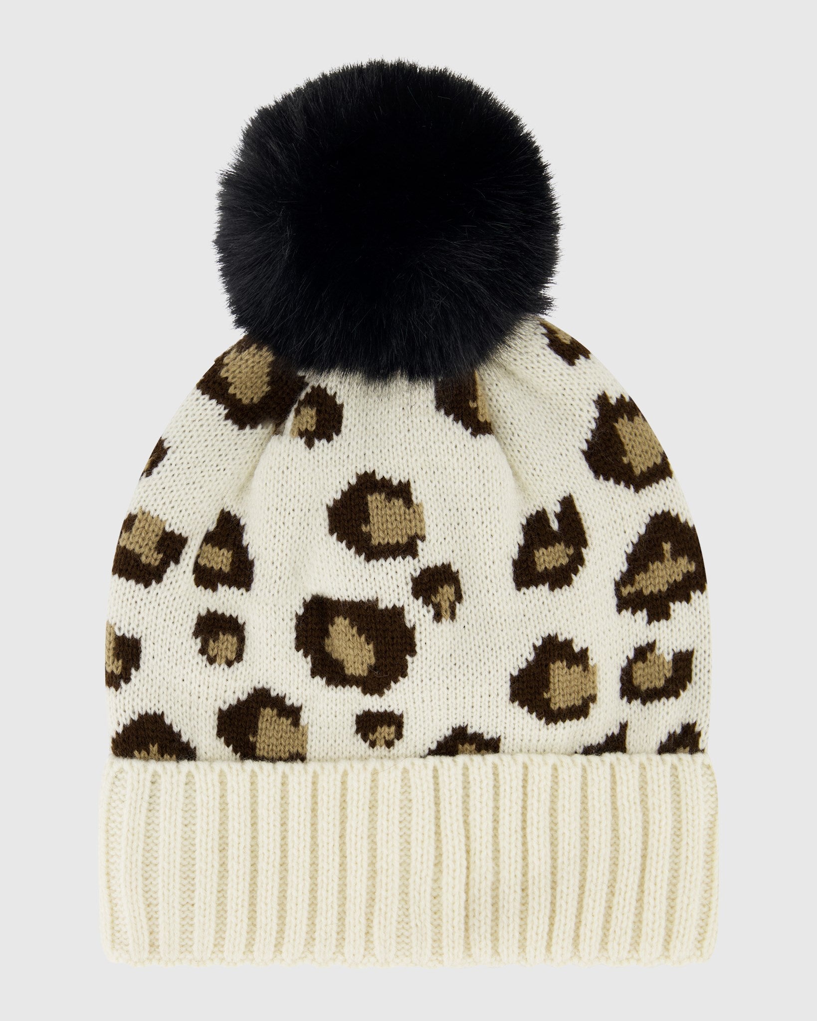 KNIT HAT WITH FUR-FREE FOX (FAUX FUR) POMPOM