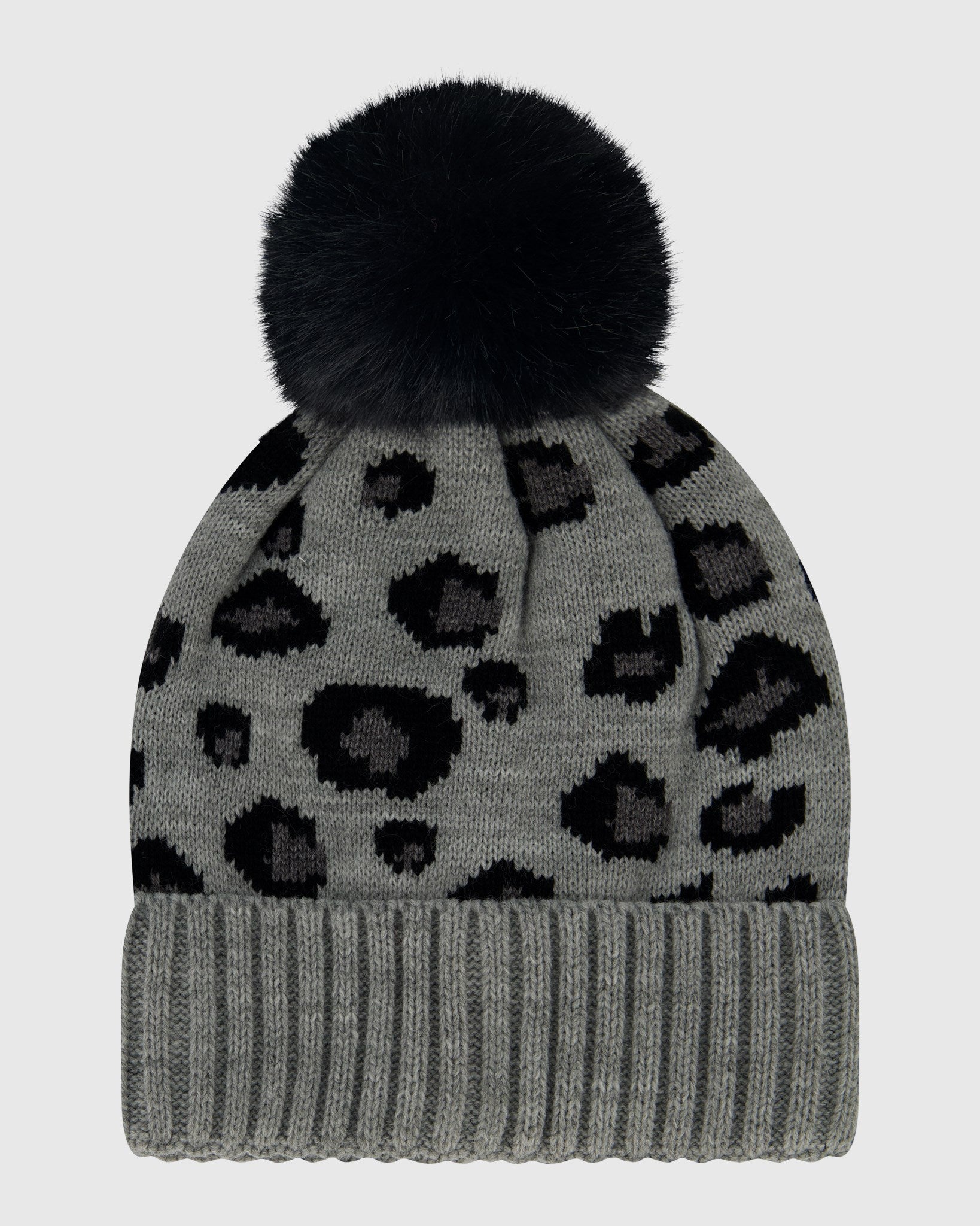 KNIT HAT WITH FUR-FREE FOX (FAUX FUR) POMPOM