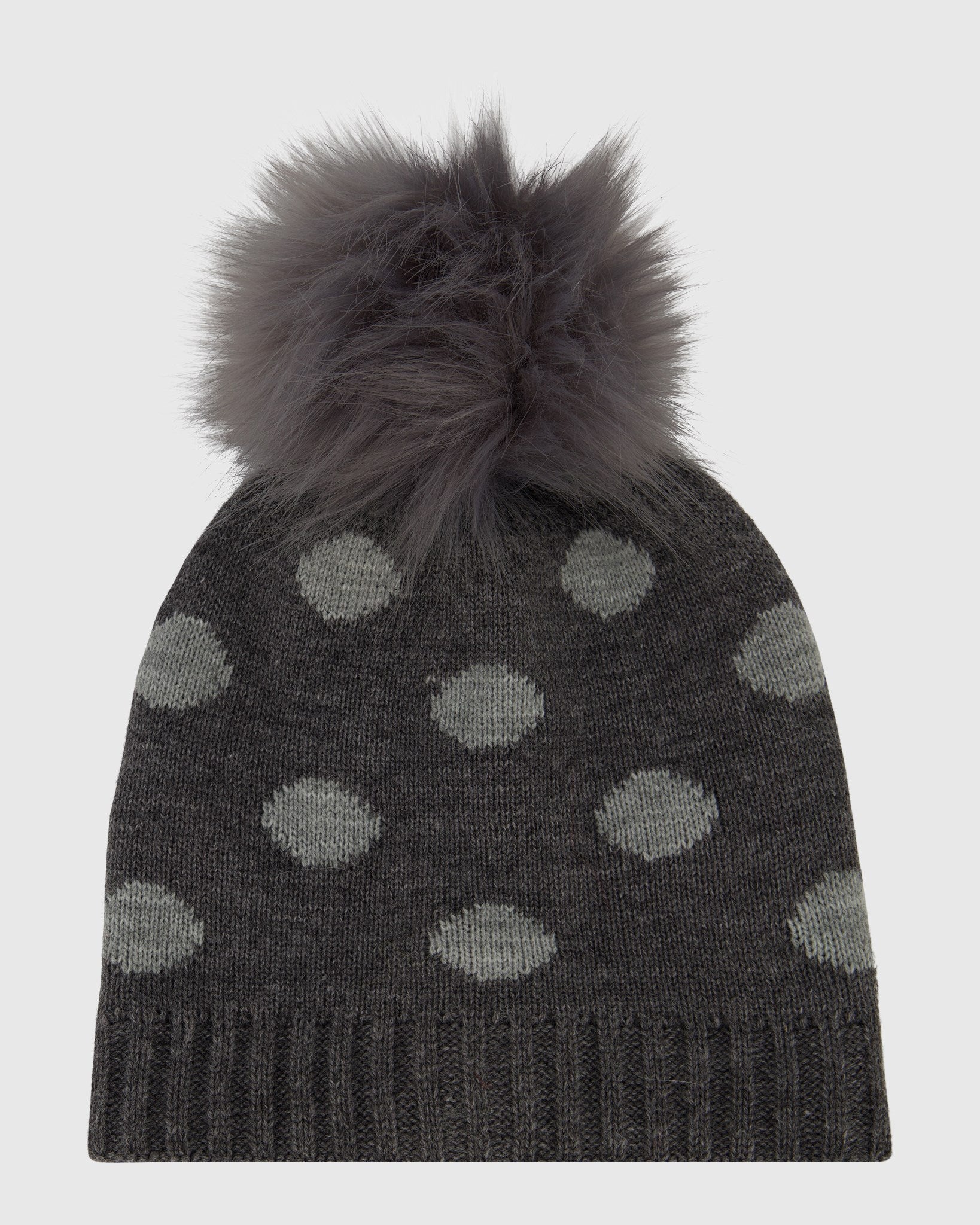 KNIT HAT WITH FUR-FREE FOX (FAUX FUR) POMPOM
