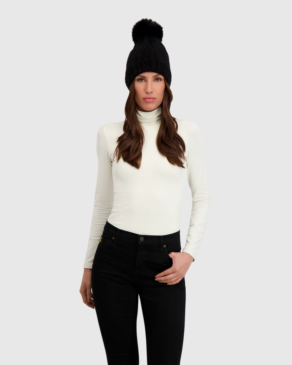 KNIT HAT WITH FUR-FREE FOX (PL) POMPOM