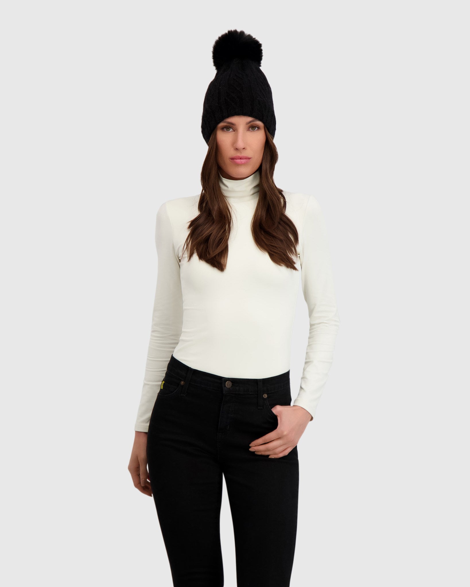 KNIT HAT WITH FUR-FREE FOX (PL) POMPOM