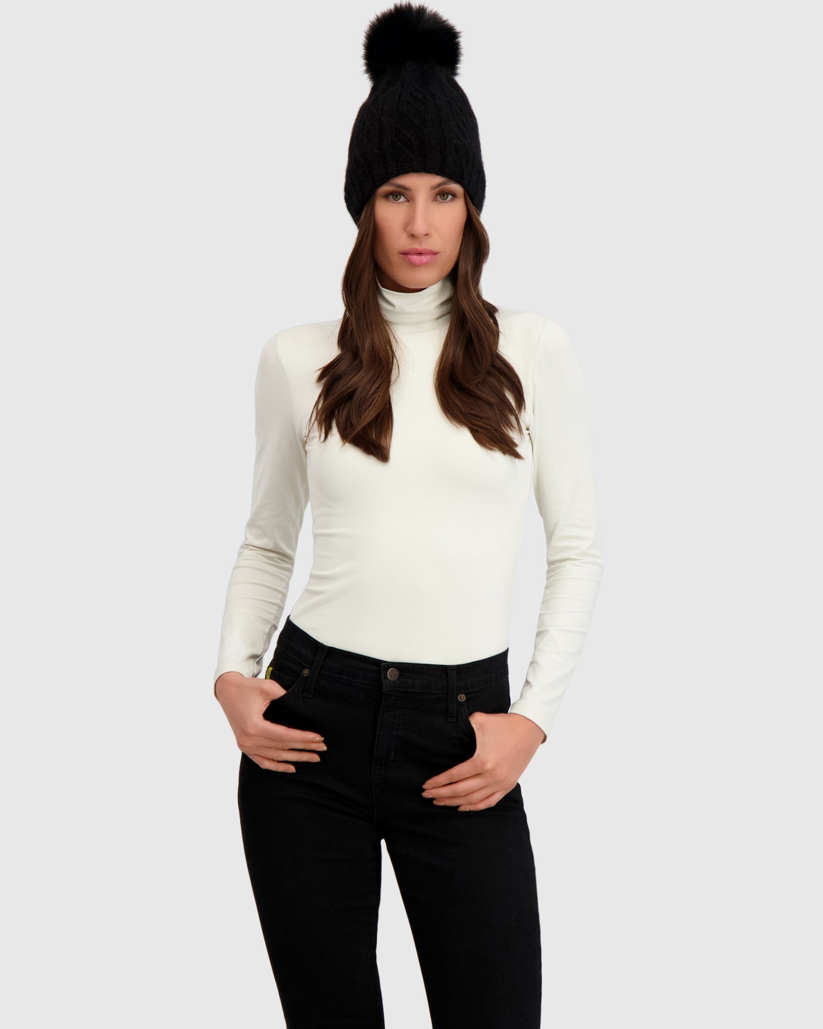 KNIT HAT WITH FUR-FREE FOX (PL) POMPOM