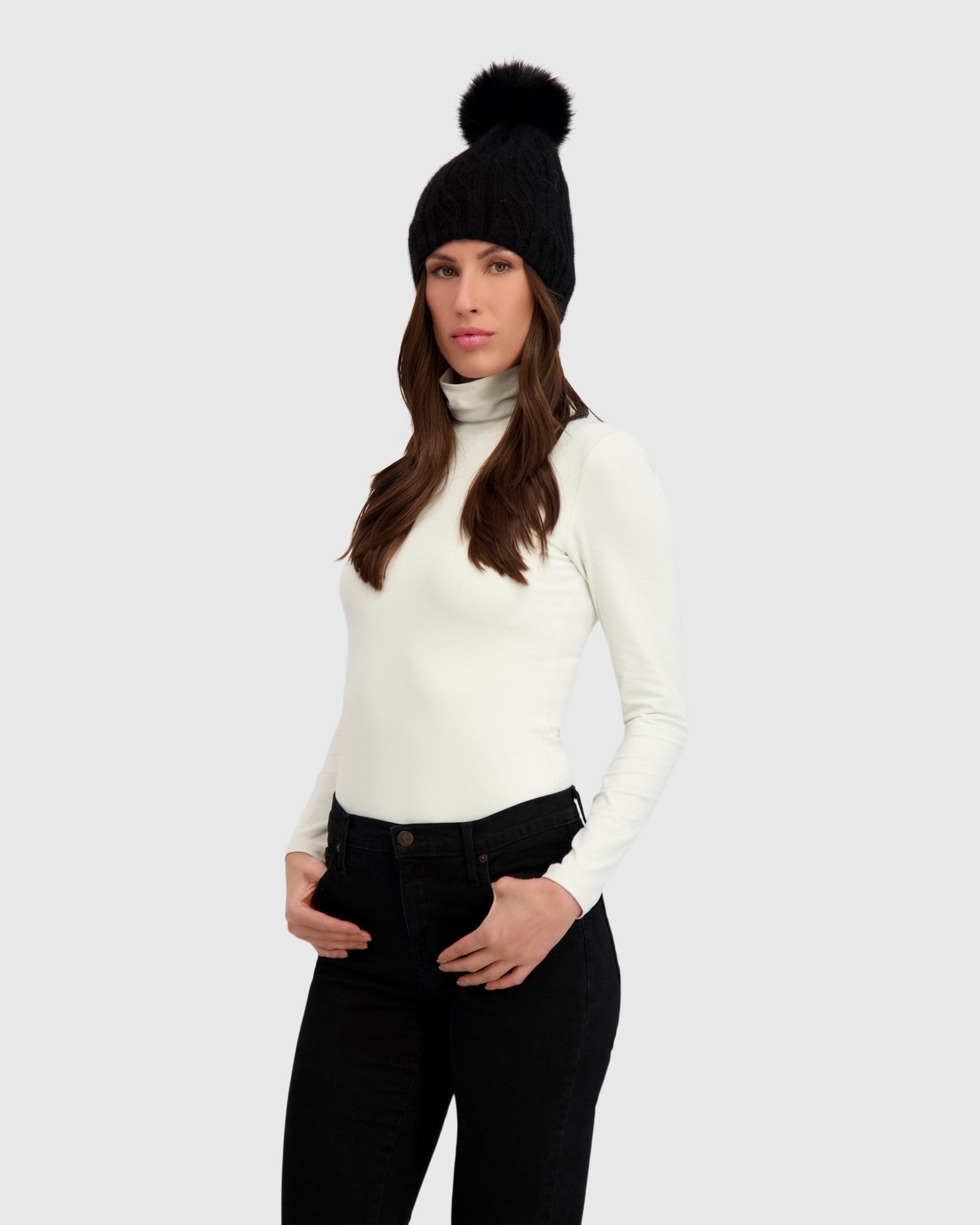 KNIT HAT WITH FUR-FREE FOX (PL) POMPOM