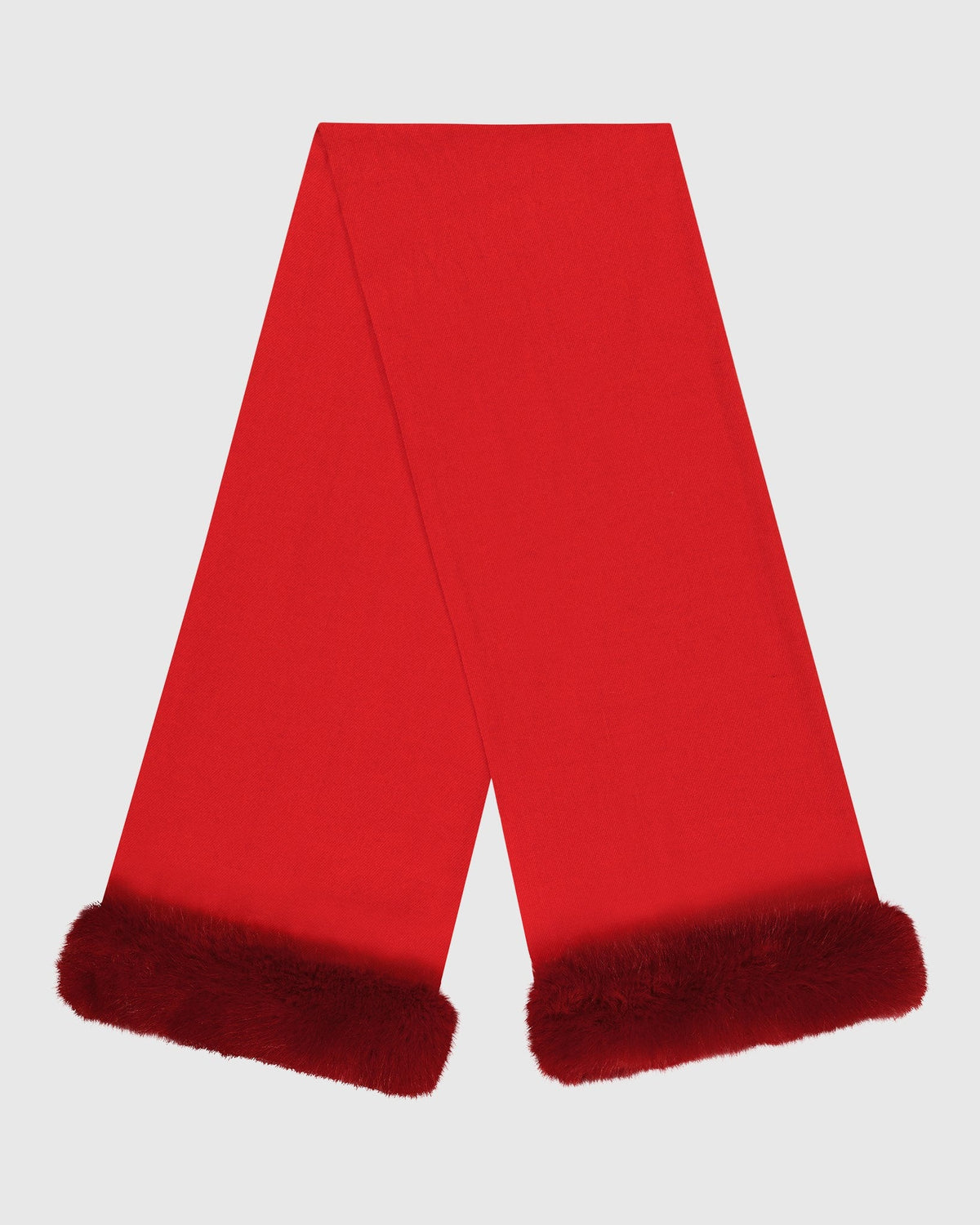 SCARF WITH FUR-FREE FOX (PL) TRIM - RED/RED