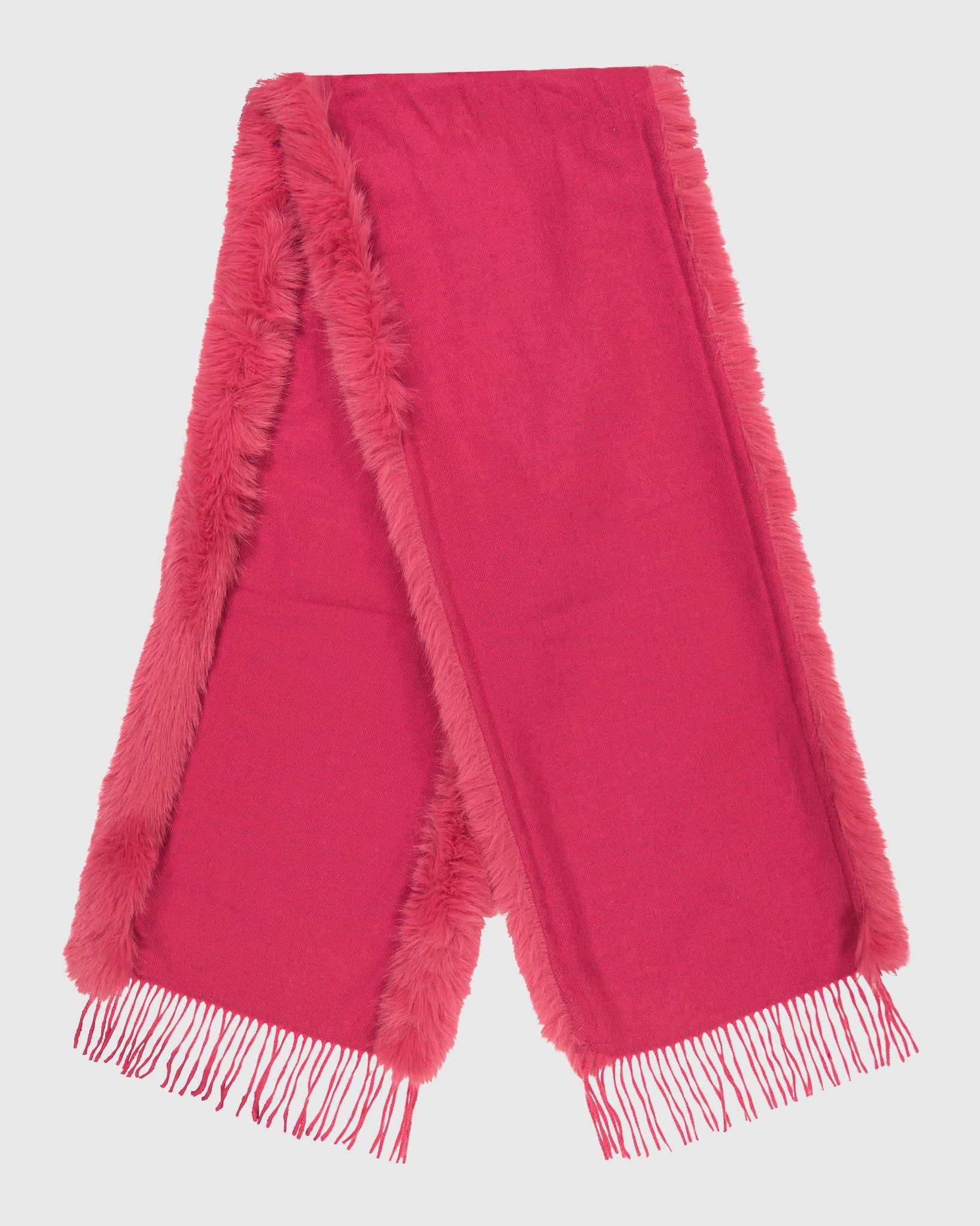 SCARF WITH FUR-FREE FOX (FAUX FUR) TRIM