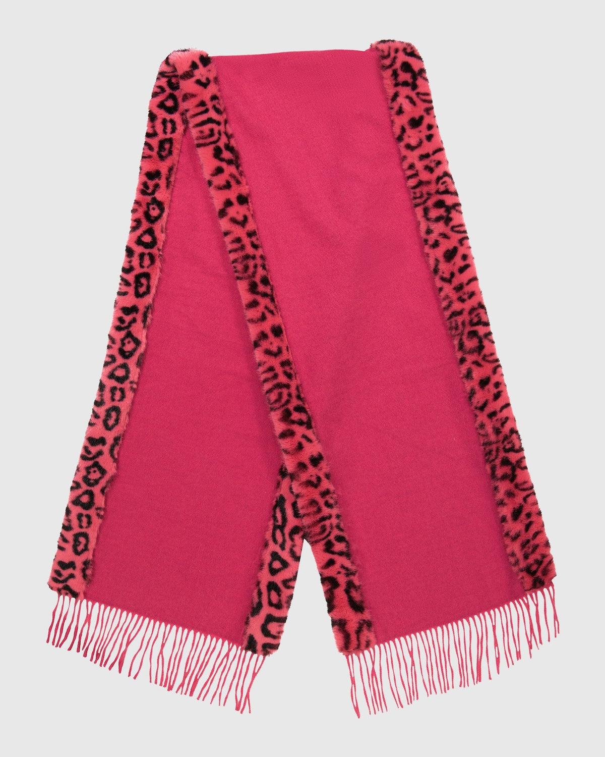 SCARF WITH FUR-FREE MINK (PL) TRIM - FUCHSIA/FUCHSIA LPRD