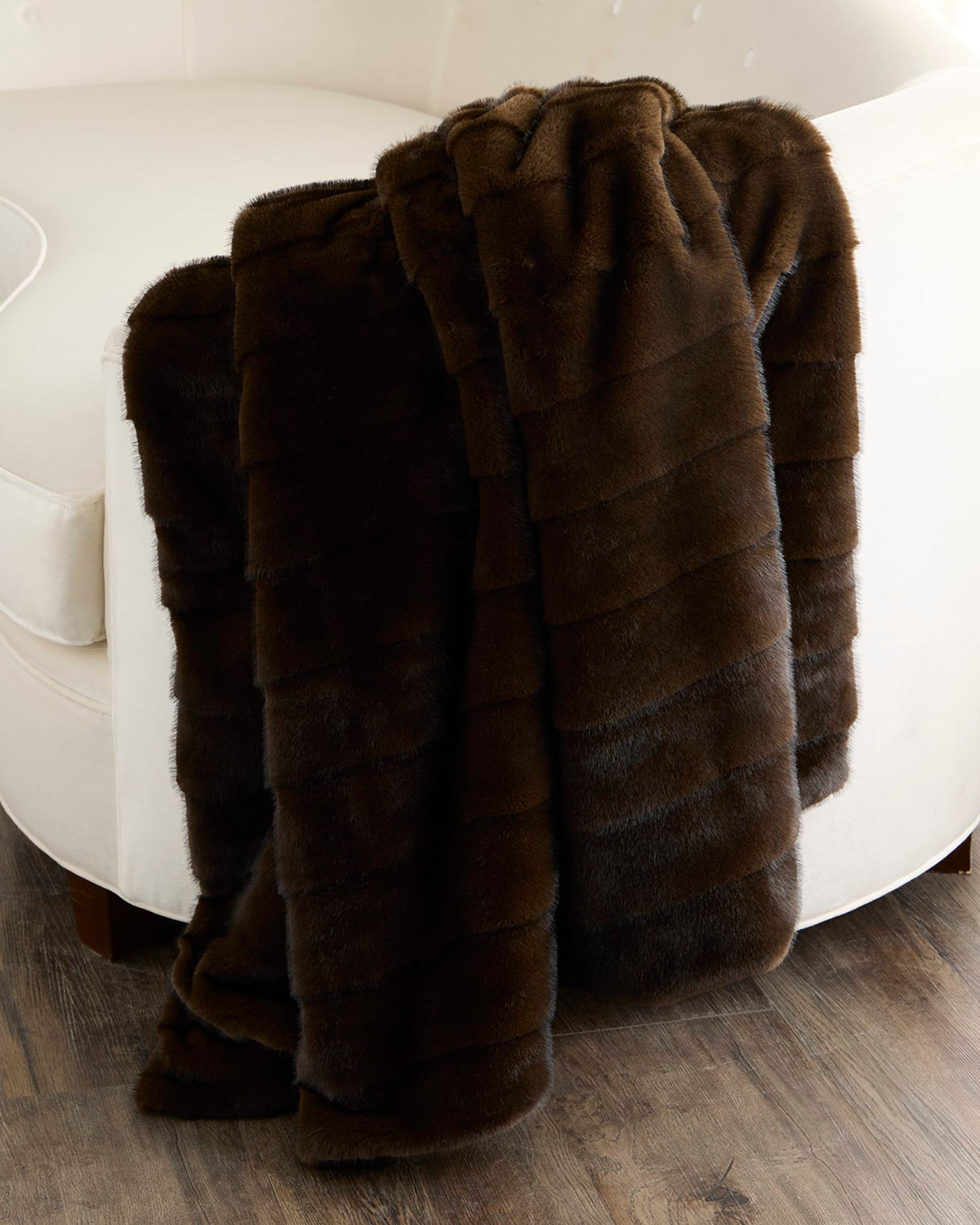 FUR-FREE MINK (FAUX FUR) THROW - DARK BROWN