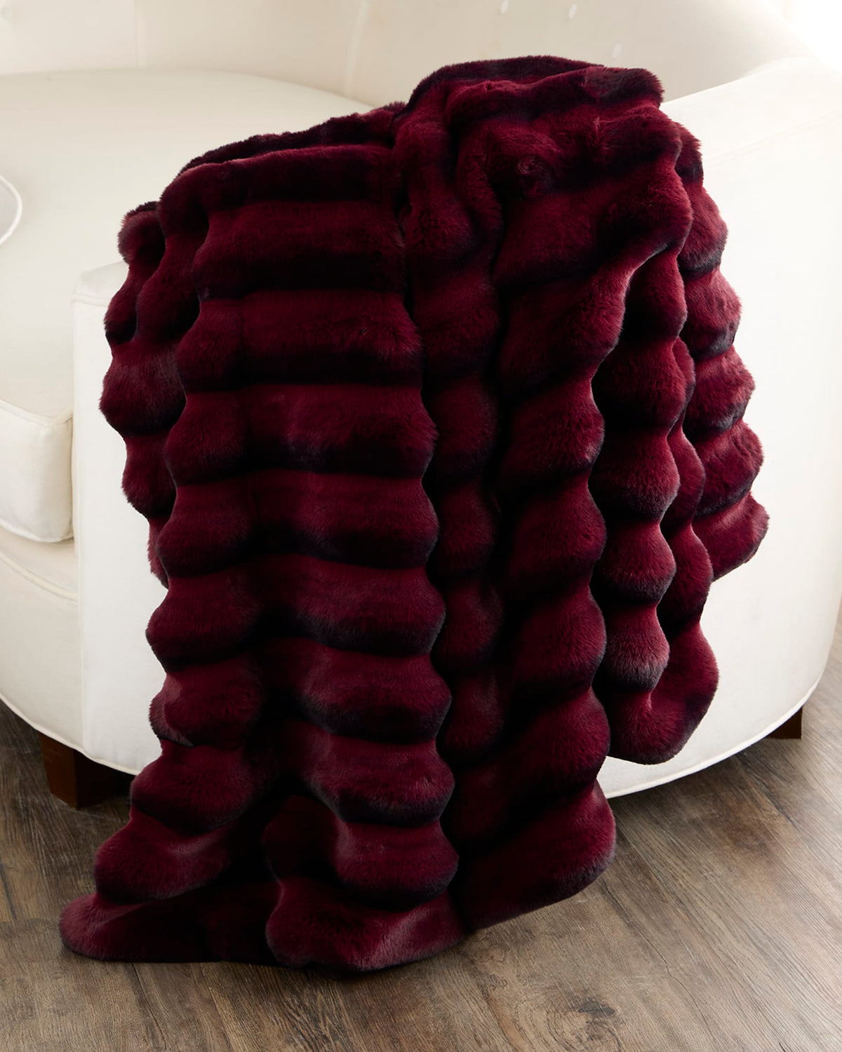 FUR-FREE CHINCHILLA (FAUX FUR) THROW - WINE CHINCH