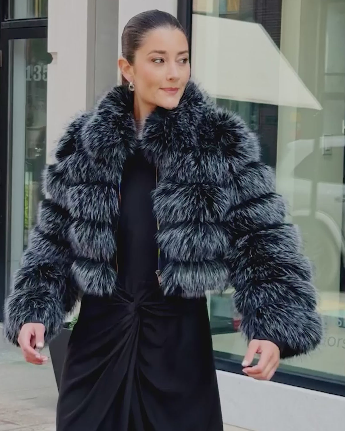 FUR-FREE FOX (FAUX FUR) BOLERO - BLACK SNOWTOP