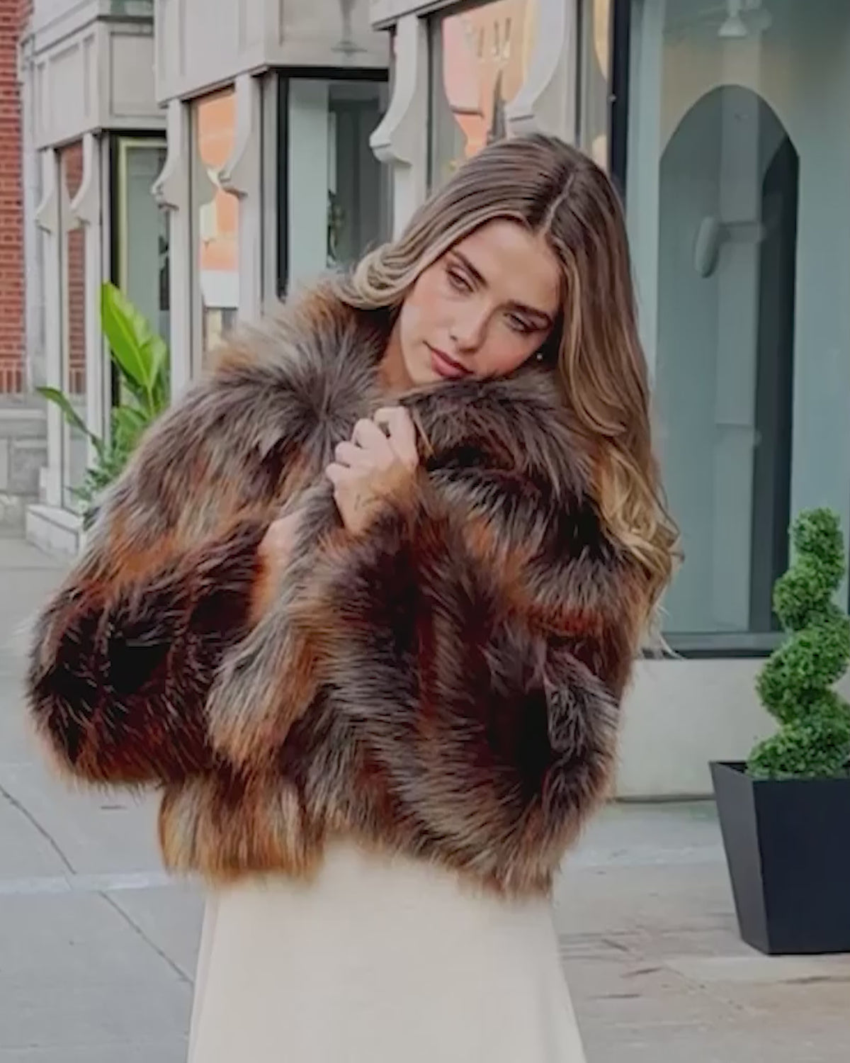FUR-FREE RED FOX (FAUX FUR) JACKET - MULTI