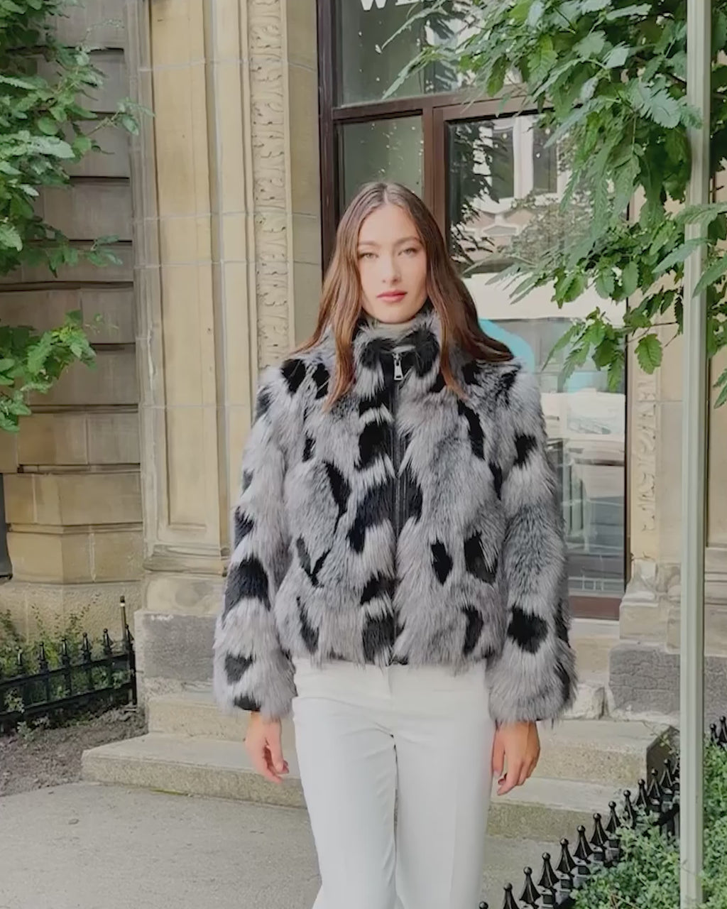 FUR-FREE FOX (FAUX FUR) JACKET - BLACK/GRAY
