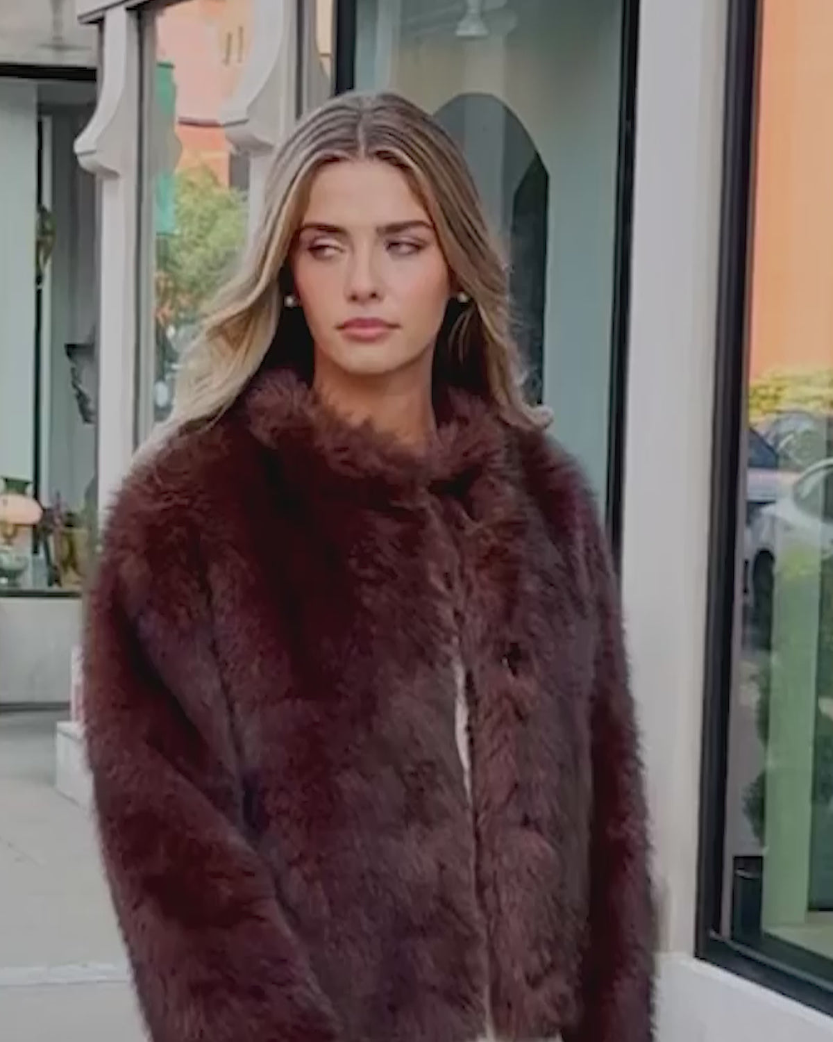 FUR-FREE SABLE (FAUX FUR) JACKET - BROWN
