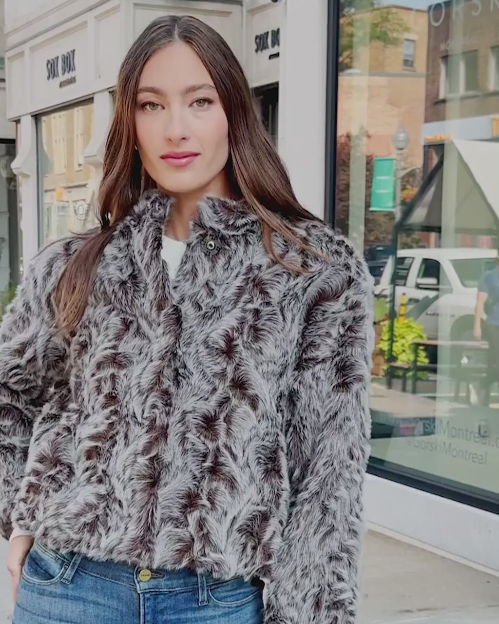 FUR-FREE LAMB (FAUX FUR) JACKET - BROWN SNOWTOP