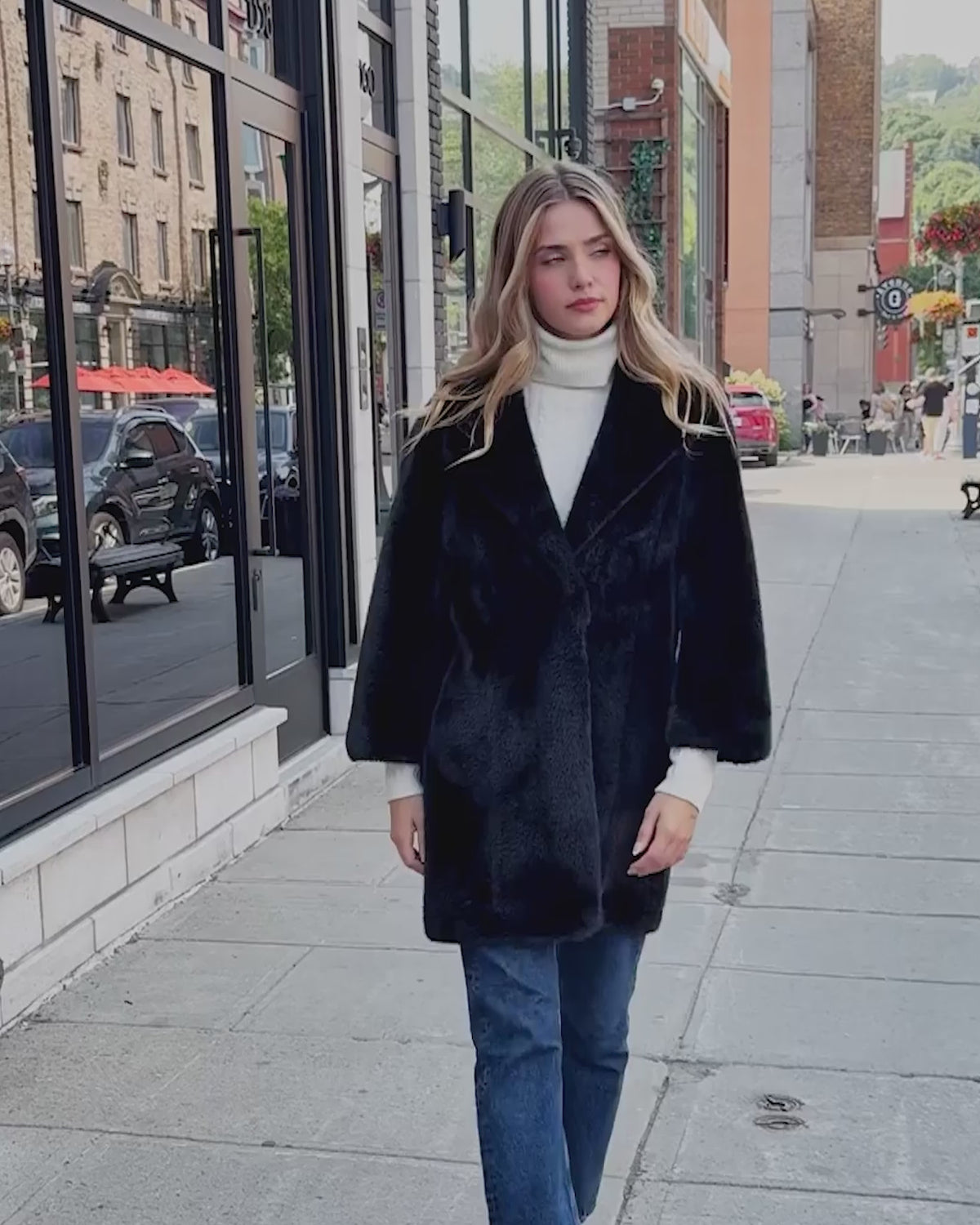 FUR-FREE MINK (FAUX FUR) JACKET - BLACK
