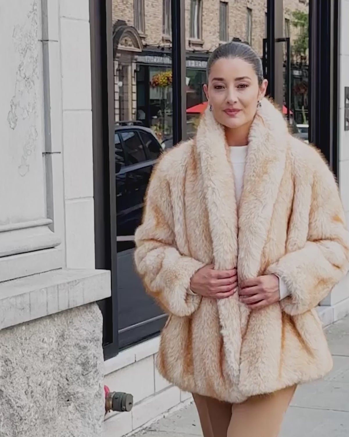 FUR-FREE FOX (FAUX FUR) JACKET - GOLDTONE
